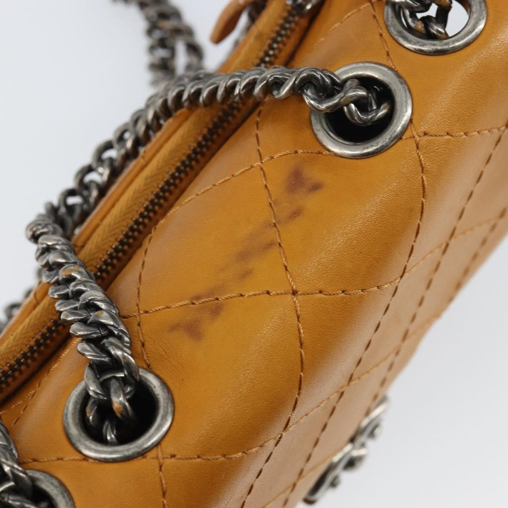 Chanel Chain Flap Bag Quilted Leather Orange Leather Shoulder Bag Bag