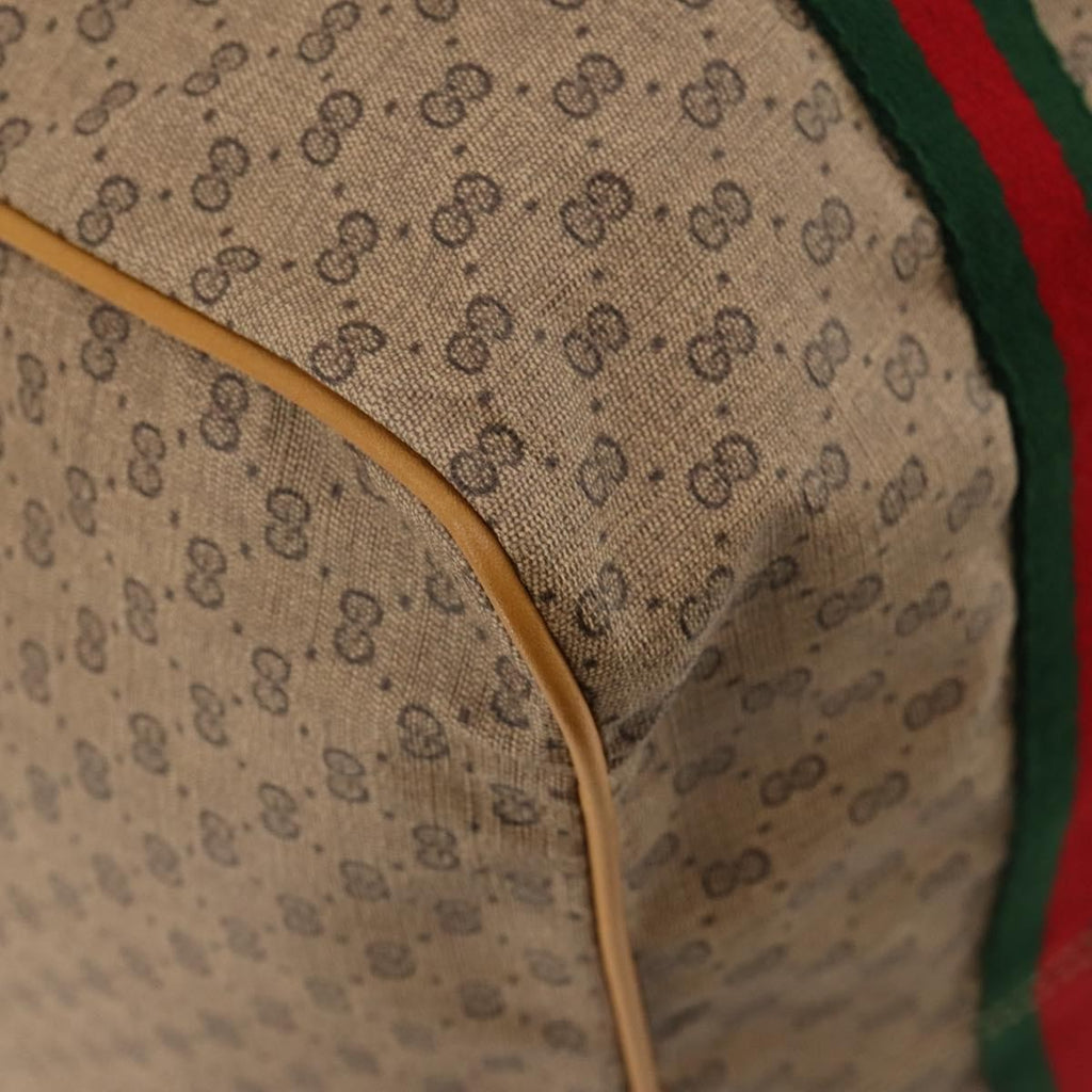 Gucci Web Trim Weekend Duffle Bag Gg Coated Canvas Beige Canvas Travel Bag Bag (Pre-Owned)