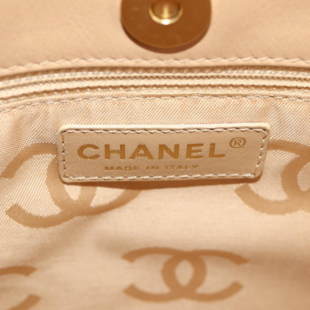 Chanel Cc Stitch Tote Lambskin Beige Leather Bag