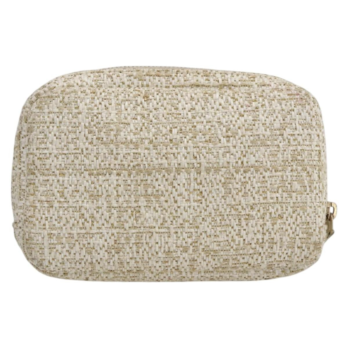 Chanel Deauville Curvy Cosmetic Pouch Tweed Gold Tweed Clutche & Pouche Bag