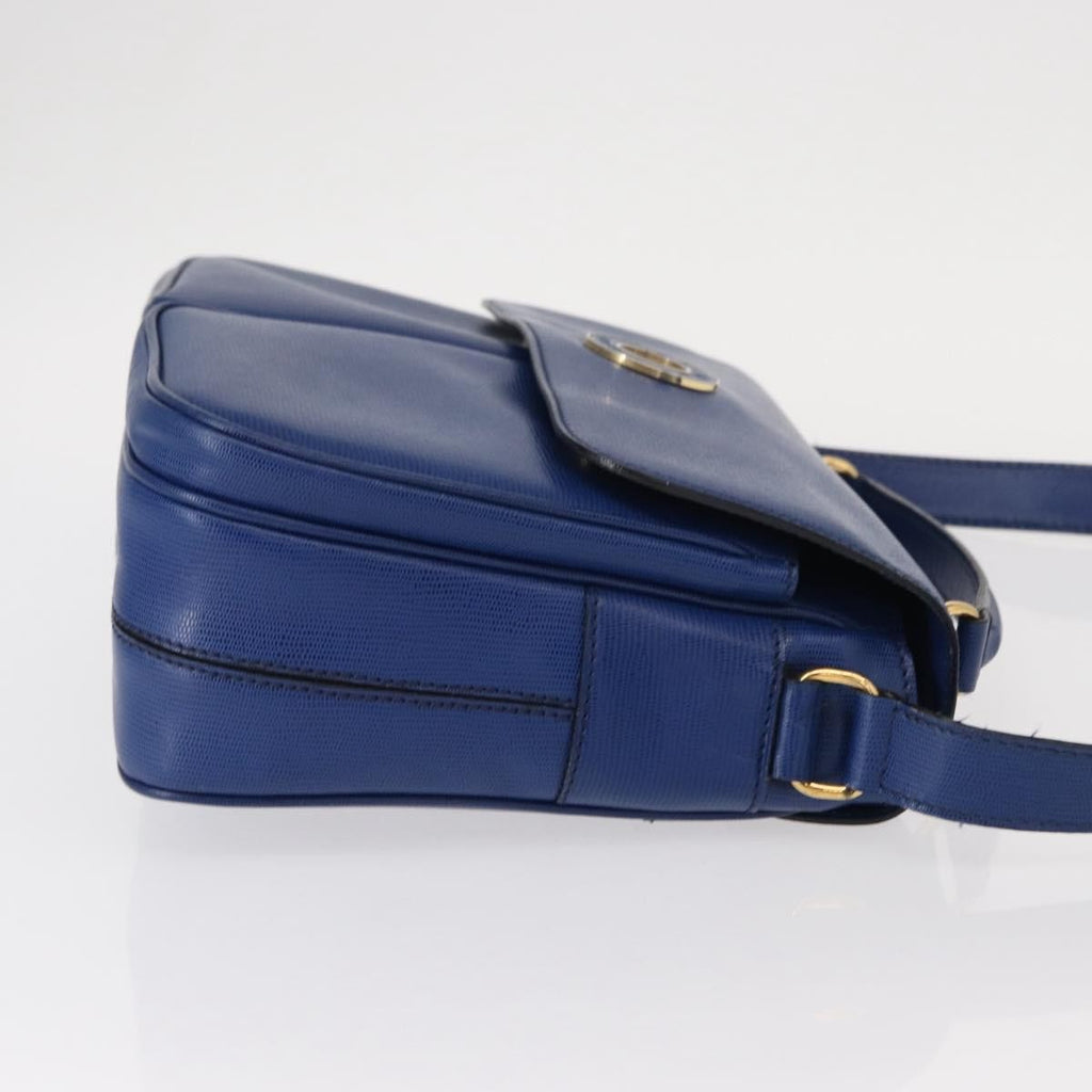 Celine Vintage Circle Logo Crossbody Bag Leather Blue Leather Shoulder Bag Bag