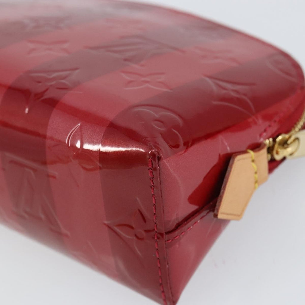 Louis Vuitton Cosmetic Pouch Limited Edition Monogram Vernis Rayures Red Patent_Leather Bag