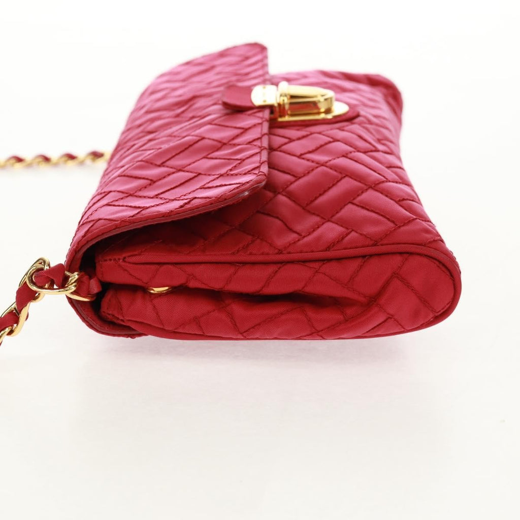 Prada Pushlock Chain Flap Bag Quilted Tessuto Red Nylon Shoulder Bag Bag