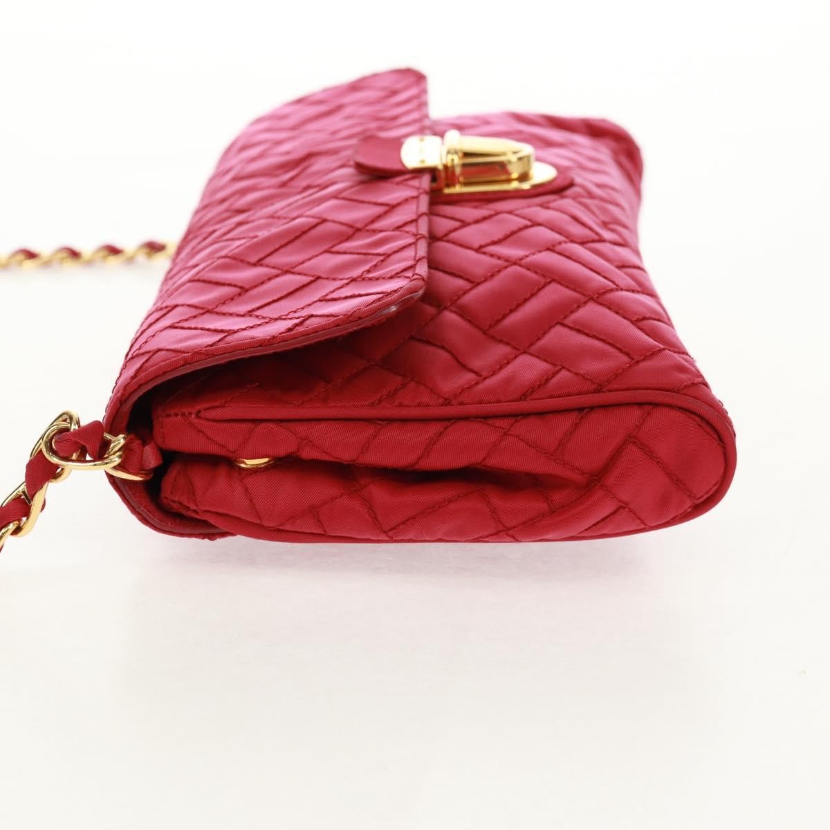Prada Pushlock Chain Flap Bag Quilted Tessuto Red Nylon Shoulder Bag Bag