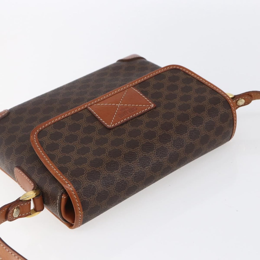 Celine Vintage Macadam Shoulder Bag Canvas And Leather Brown Canvas Shoulder Bag Bag