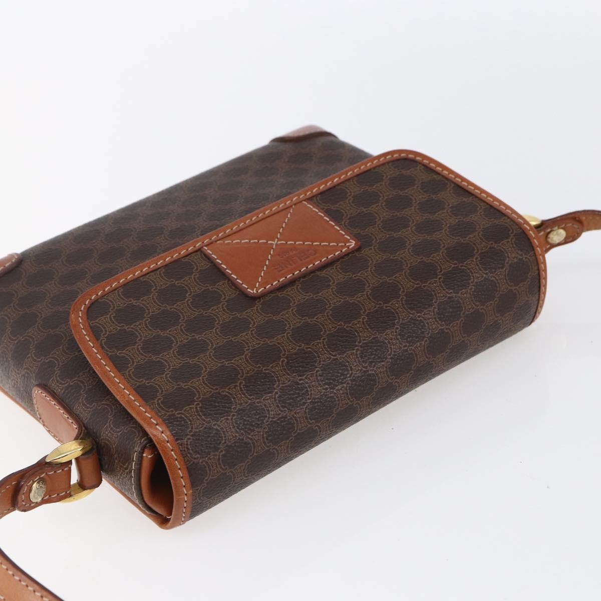 Celine Vintage Macadam Shoulder Bag Canvas And Leather Brown Canvas Shoulder Bag Bag
