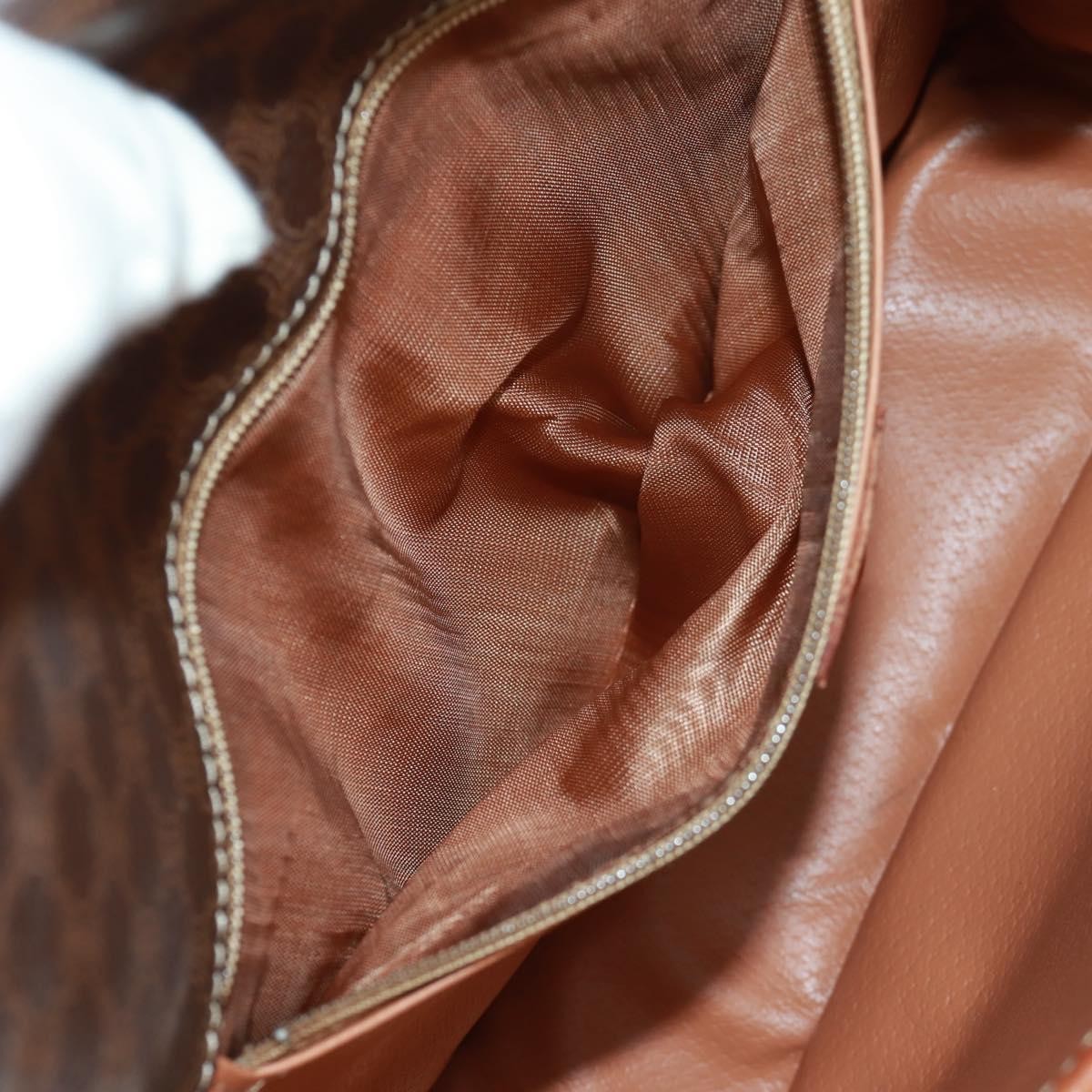 Celine Vintage Macadam Circle Logo Shoulder Bag Canvas And Leather Brown Canvas Shoulder Bag Bag