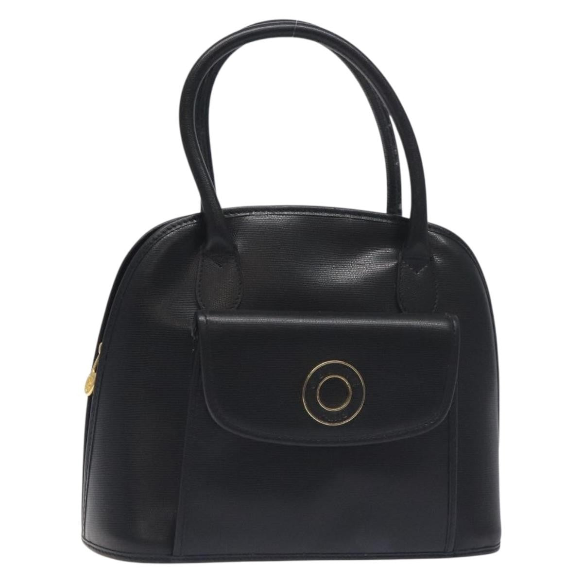 Celine Circle Logo Handbag Leather Black Leather Bag