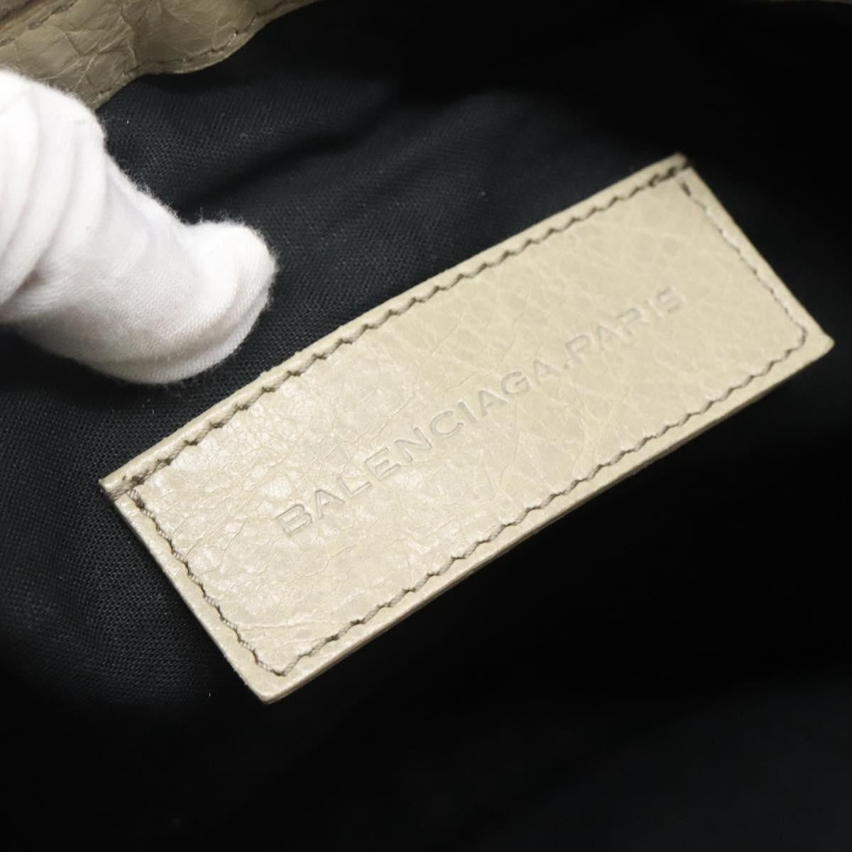 Balenciaga Classic City Clip Pouch Leather Beige Leather Clutche & Pouche
