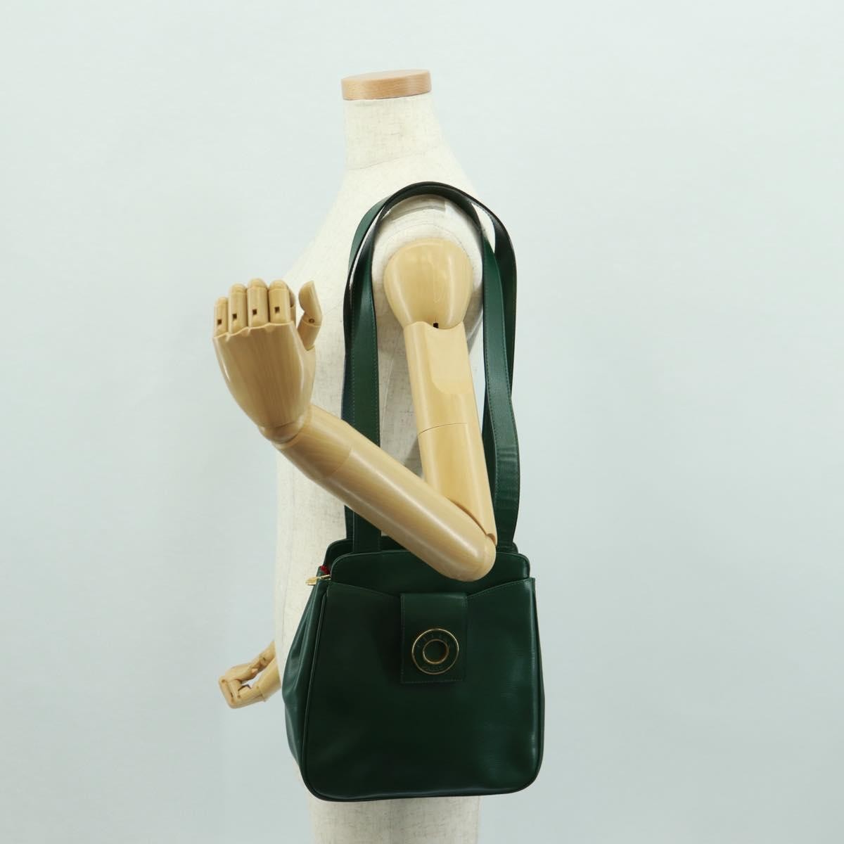 Celine Circle Logo Shoulder Bag Leather Green Leather Shoulder Bag Bag