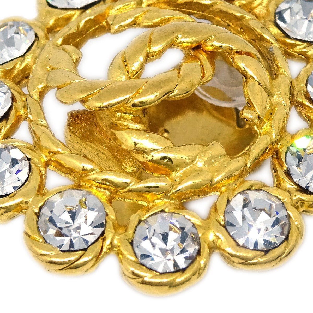 Chanel Vintage Round Cc Clip-On Earrings Metal Gold Gold_Plated Earrings Jewelry