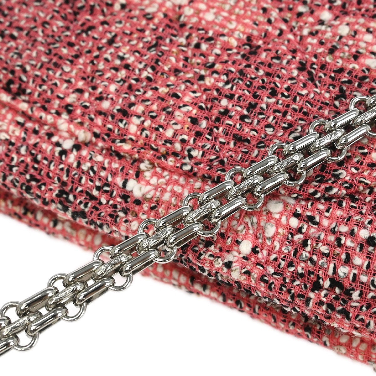 Chanel Reissue 2.55 Flap Bag Quilted Tweed With Resin Detail Pink Tweed Clutche & Pouche Bag