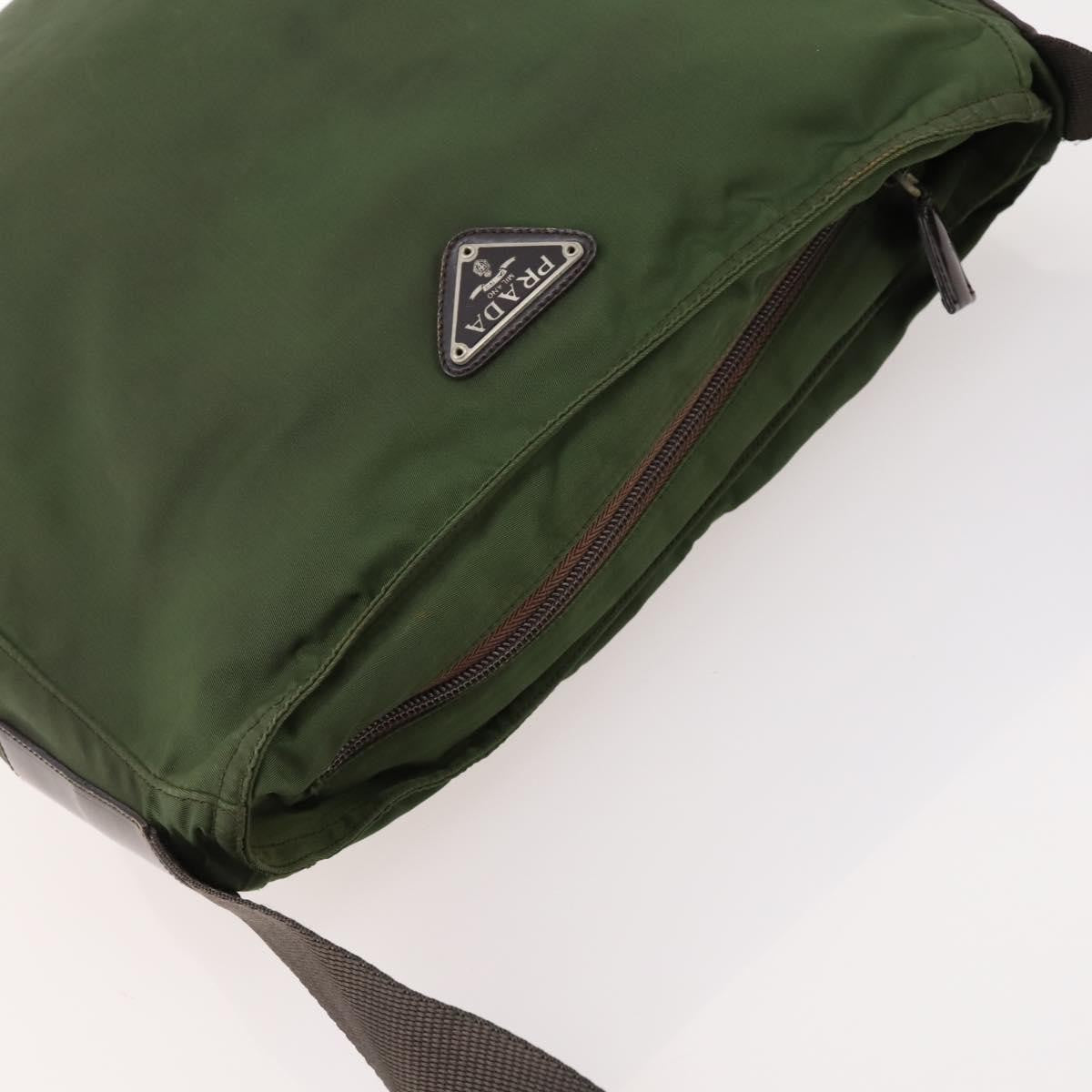 Prada Zip Top Messenger Bag Tessuto Khaki Nylon Shoulder Bag Bag
