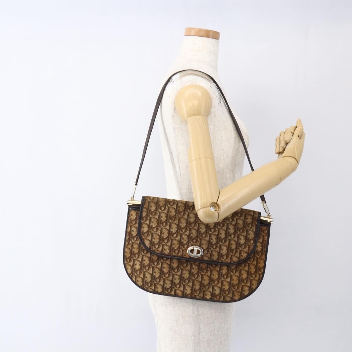 Christian Dior Vintage Trotter Shoulder Bag Canvas Brown Canvas Shoulder Bag Bag (Pre-Owned)