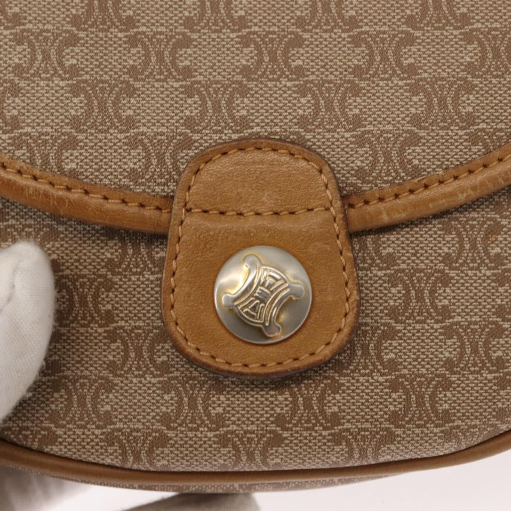 Celine Vintage Macadam Shoulder Bag Canvas And Leather Beige Canvas Shoulder Bag Bag