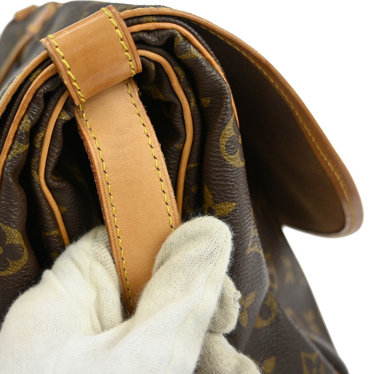 Louis Vuitton Saumur Handbag Monogram Canvas Brown Canvas Shoulder Bag