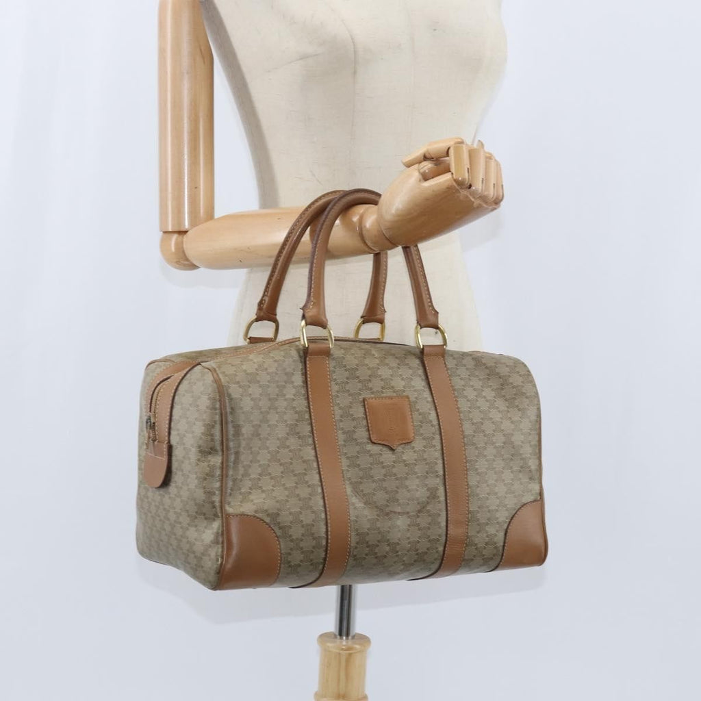 Celine Vintage Macadam Boston Bag Canvas Beige Canvas Travel Bag Bag