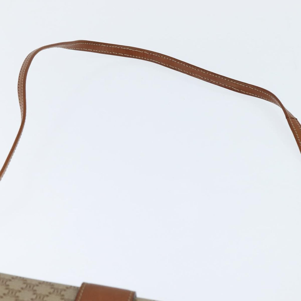 Celine Vintage Macadam Shoulder Bag Canvas And Leather Beige Canvas Shoulder Bag Bag