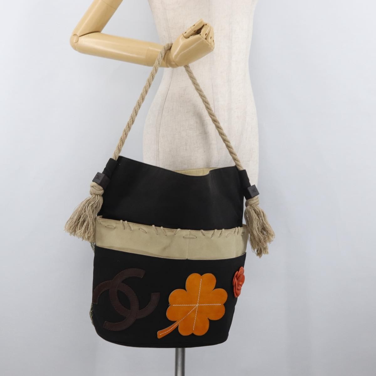Chanel Camellia Shoulderbag Canvas Black Canvas Shoulder Bag Bag