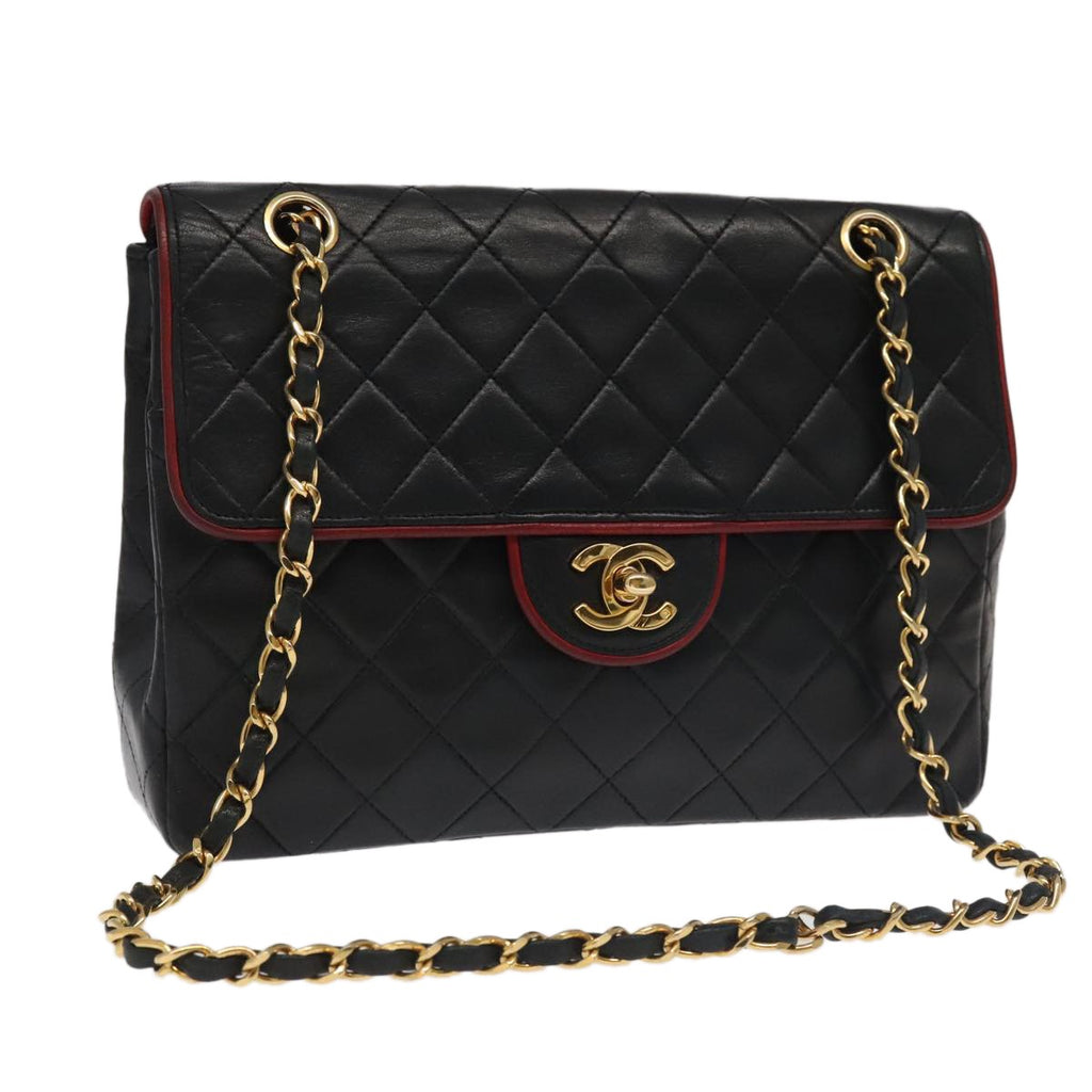 Chanel Flap Shoulder Bag Leather Black Leather Handbag