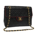 Chanel Flap Shoulder Bag Leather Black Leather Handbag