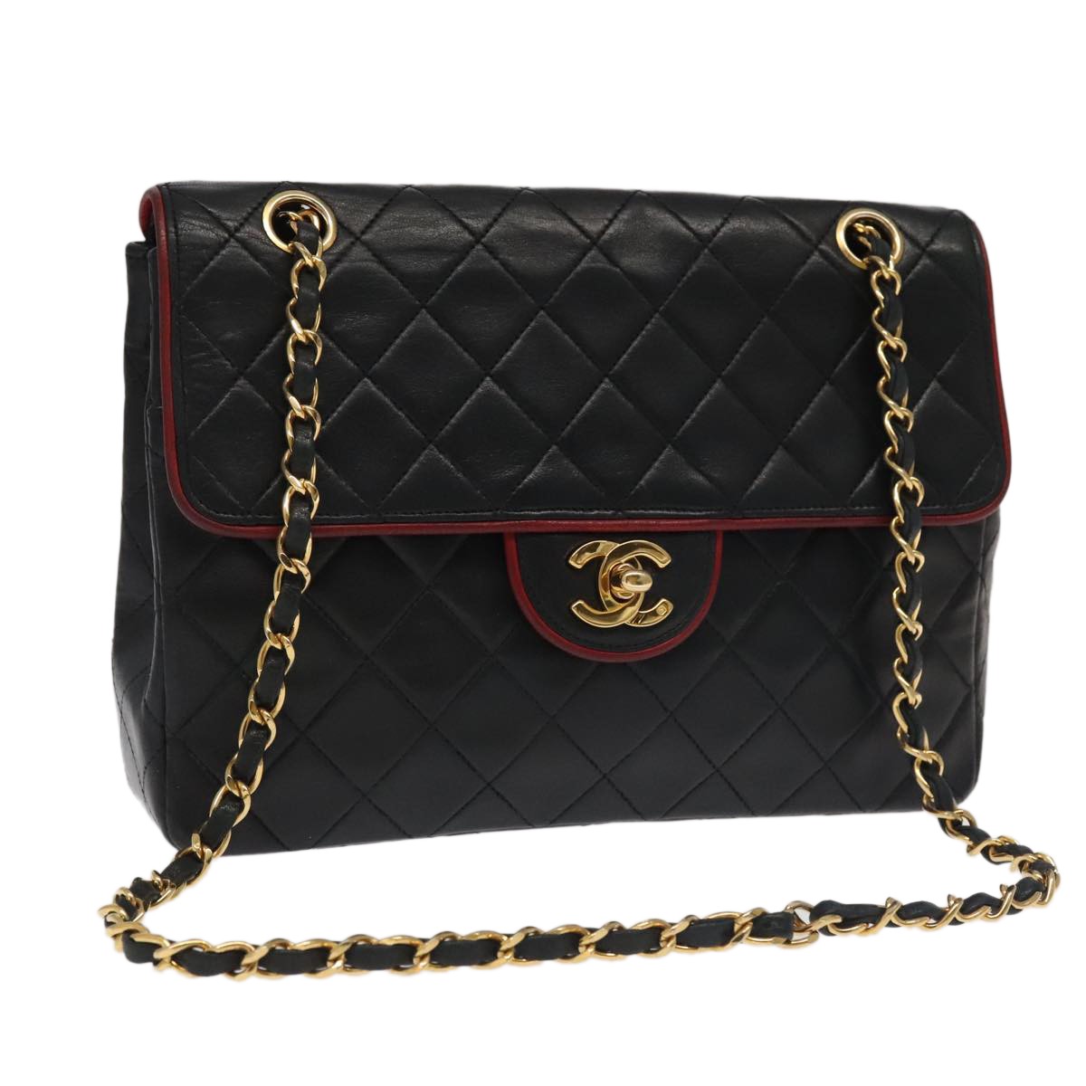 Chanel Flap Shoulder Bag Leather Black Leather Handbag