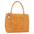 Chanel Medallion Tote Quilted Patent Beige Patent_Leather Tote Bag Bag