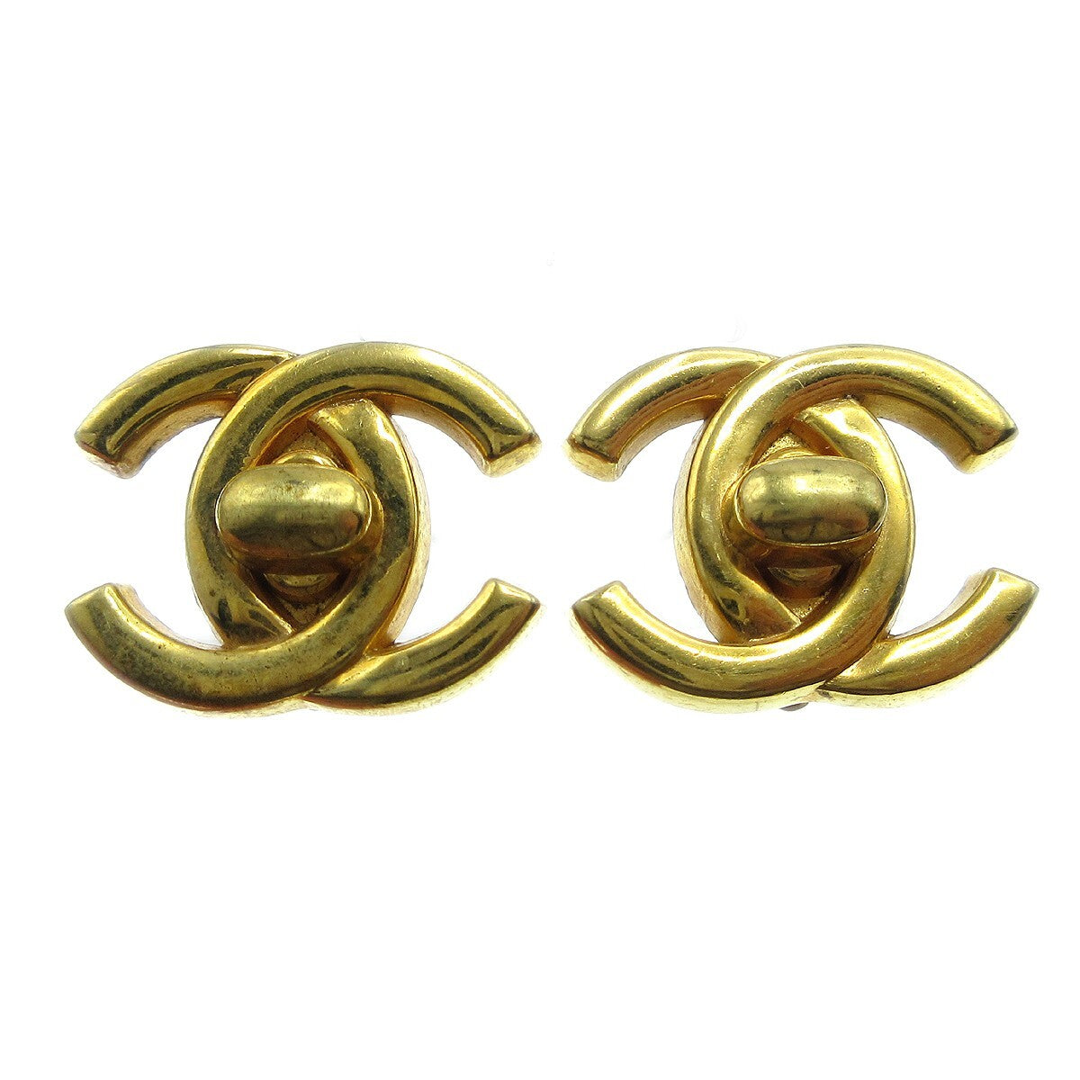 Chanel Cc Turnlock Clip-On Earrings Metal Gold Gold_Plated Earrings Jewelry