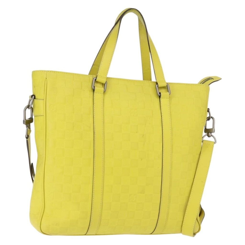 Louis Vuitton Tadao Handbag Damier Infini Leather Yellow Leather Handbag
