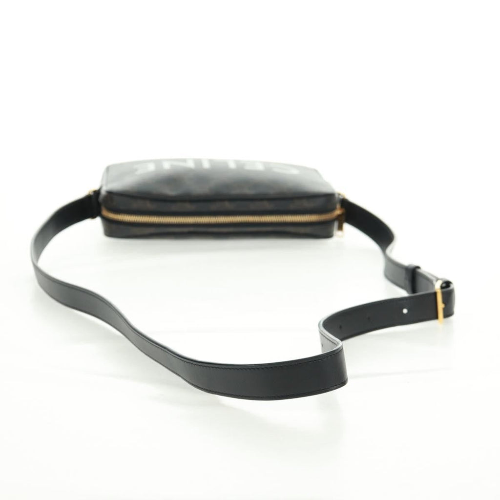 Celine Logo Messenger Bag Triomphe Coated Canvas Black Pvc Shoulder Bag Bag