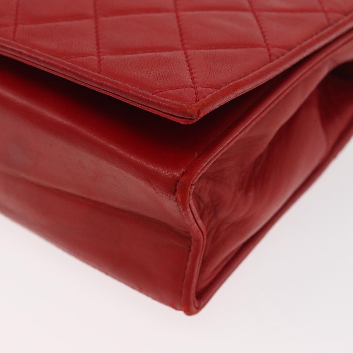 Chanel Vintage Cc Chain Full Flap Bag Quilted Leather Red Leather Shoulder Bag Bag