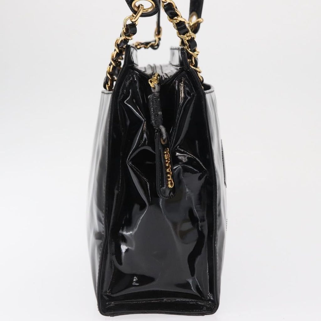 Chanel Vintage Timeless Chain Shoulder Bag Patent Black Patent_Leather Shoulder Bag Bag