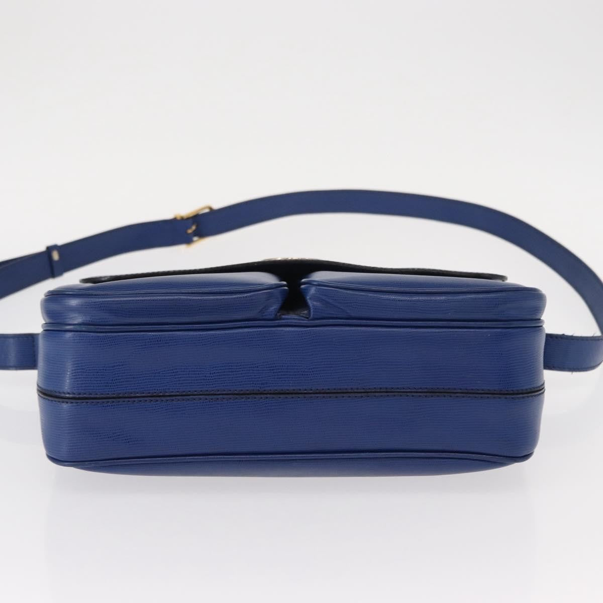Celine Vintage Circle Logo Crossbody Bag Leather Blue Leather Shoulder Bag Bag