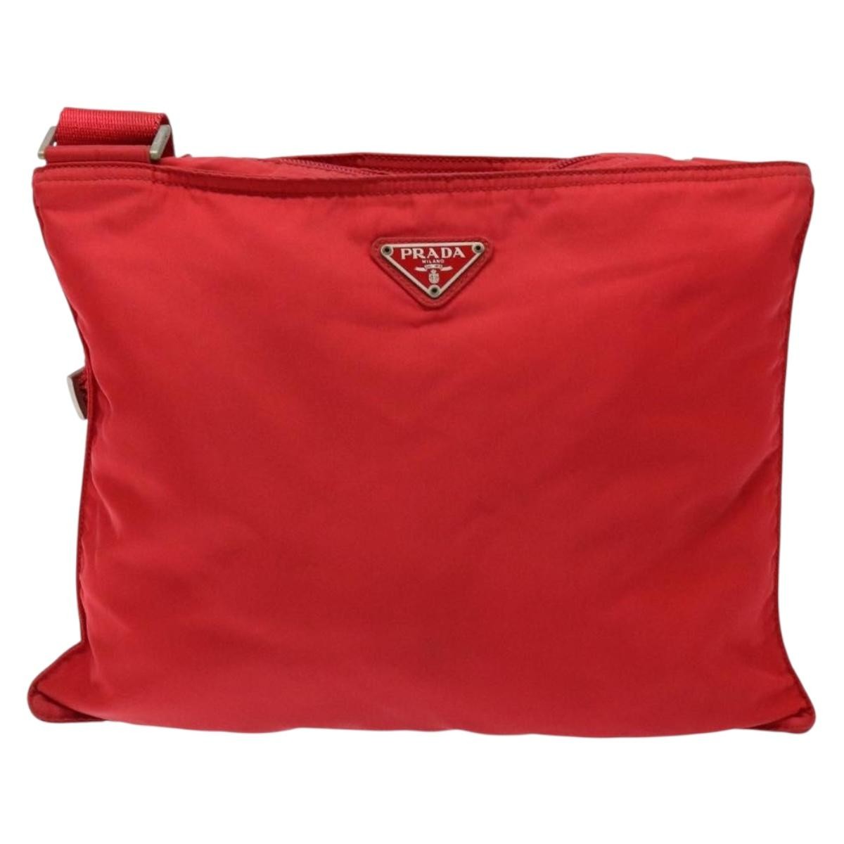 Prada Flat Messenger Bag Tessuto Red Nylon Bag