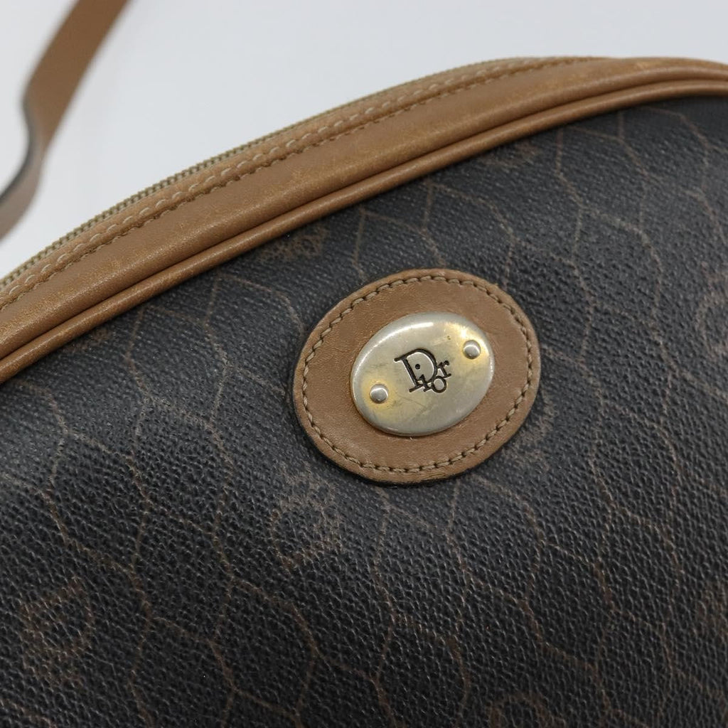 Christian Dior Vintage Honeycomb Shoulder Bag Canvas And Leather Black Canvas Shoulder Bag Bag (Pre-Owned)