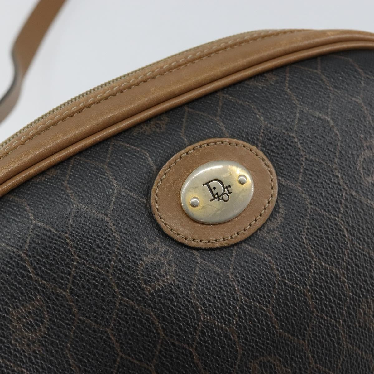 Christian Dior Vintage Honeycomb Shoulder Bag Canvas And Leather Black Canvas Shoulder Bag Bag (Pre-Owned)