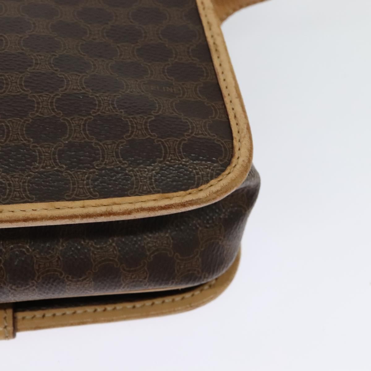 Celine Macadam Shoulder Bag Pvc Leather Brown Canvas Bag