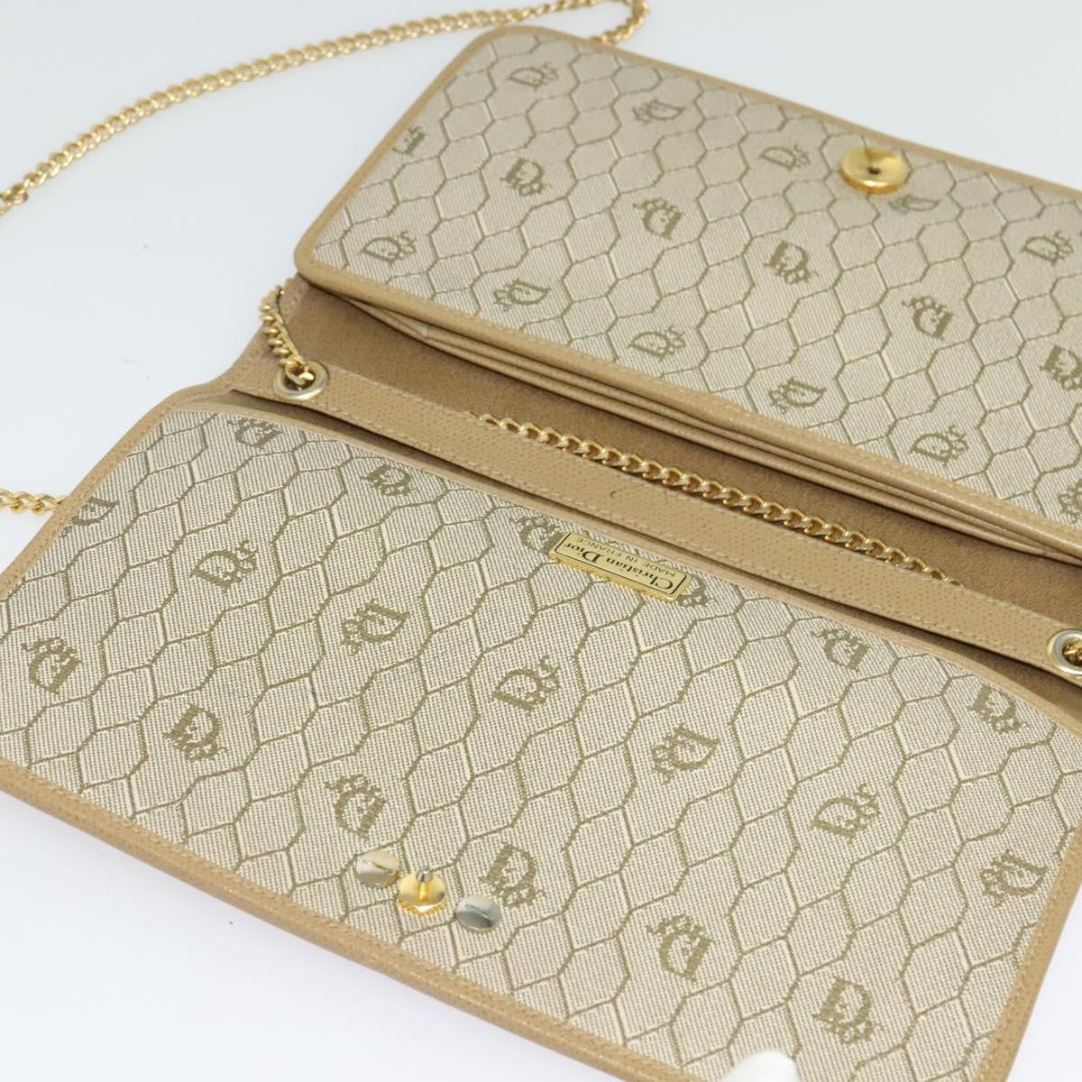 Christian Dior Vintage Chain Flap Shoulder Bag Leather Beige Leather Shoulder Bag Bag (Pre-Owned)