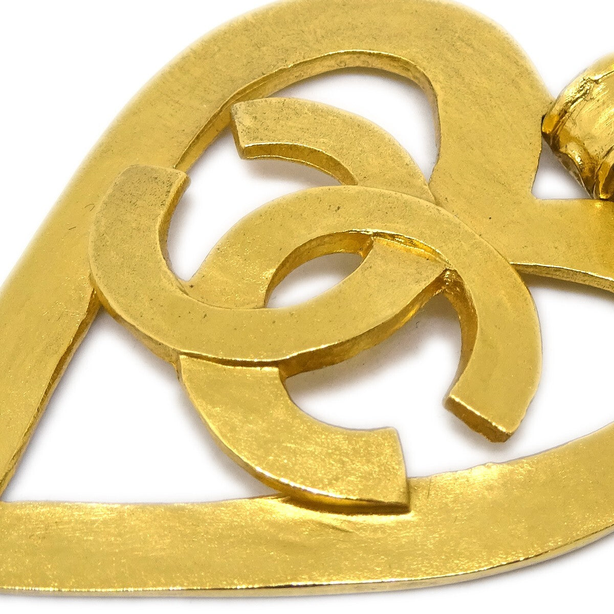 Chanel Vintage Cc Heart Cut Out Drop Clip-On Earrings Metal Gold Gold_Plated Earrings Jewelry