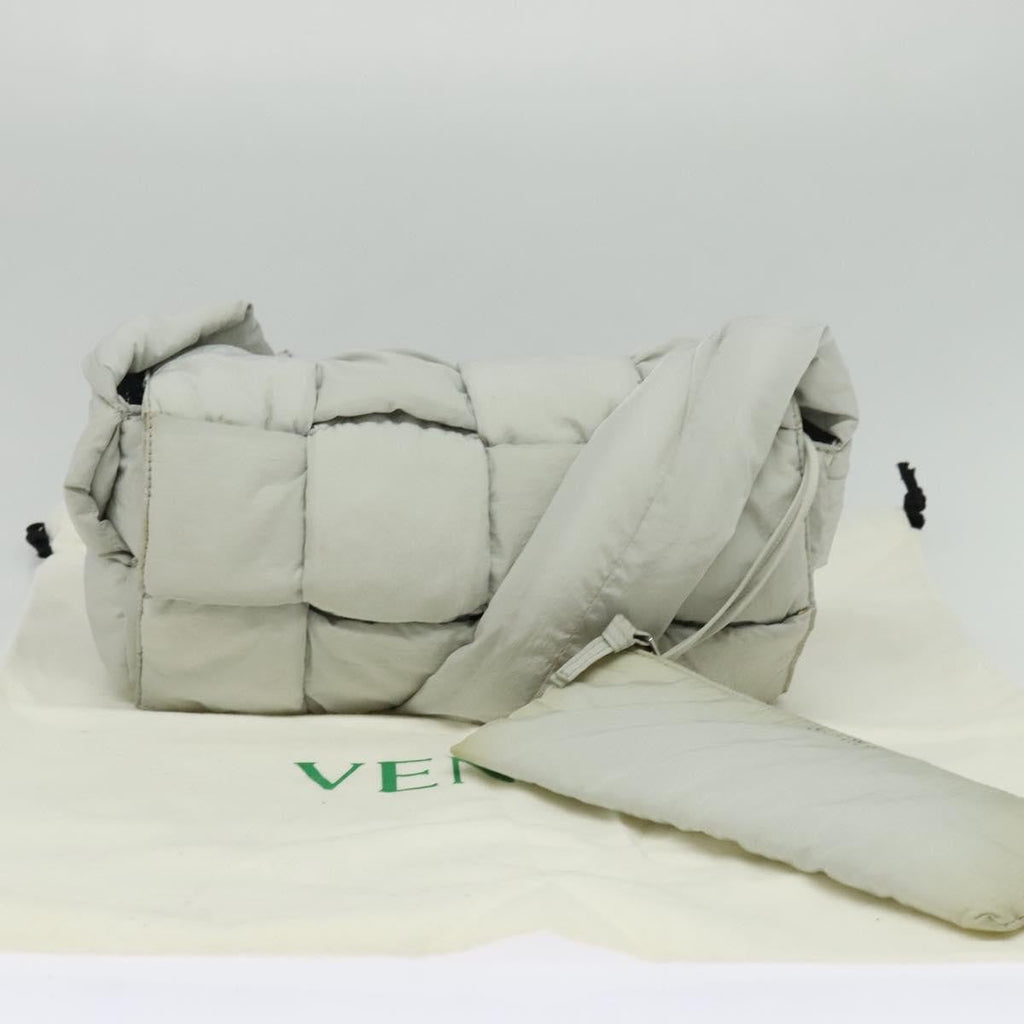Bottega Veneta Padded Tech Cassette Crossbody Bag Intrecciato Nylon Gray Nylon Shoulder Bag Bag