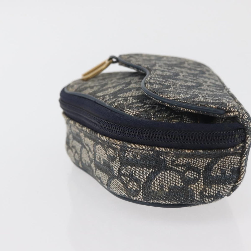 Christian Dior Vintage Saddle Coin Purse Diorissimo Canvas Navy Canvas Clutche & Pouche Bag (Pre-Owned)