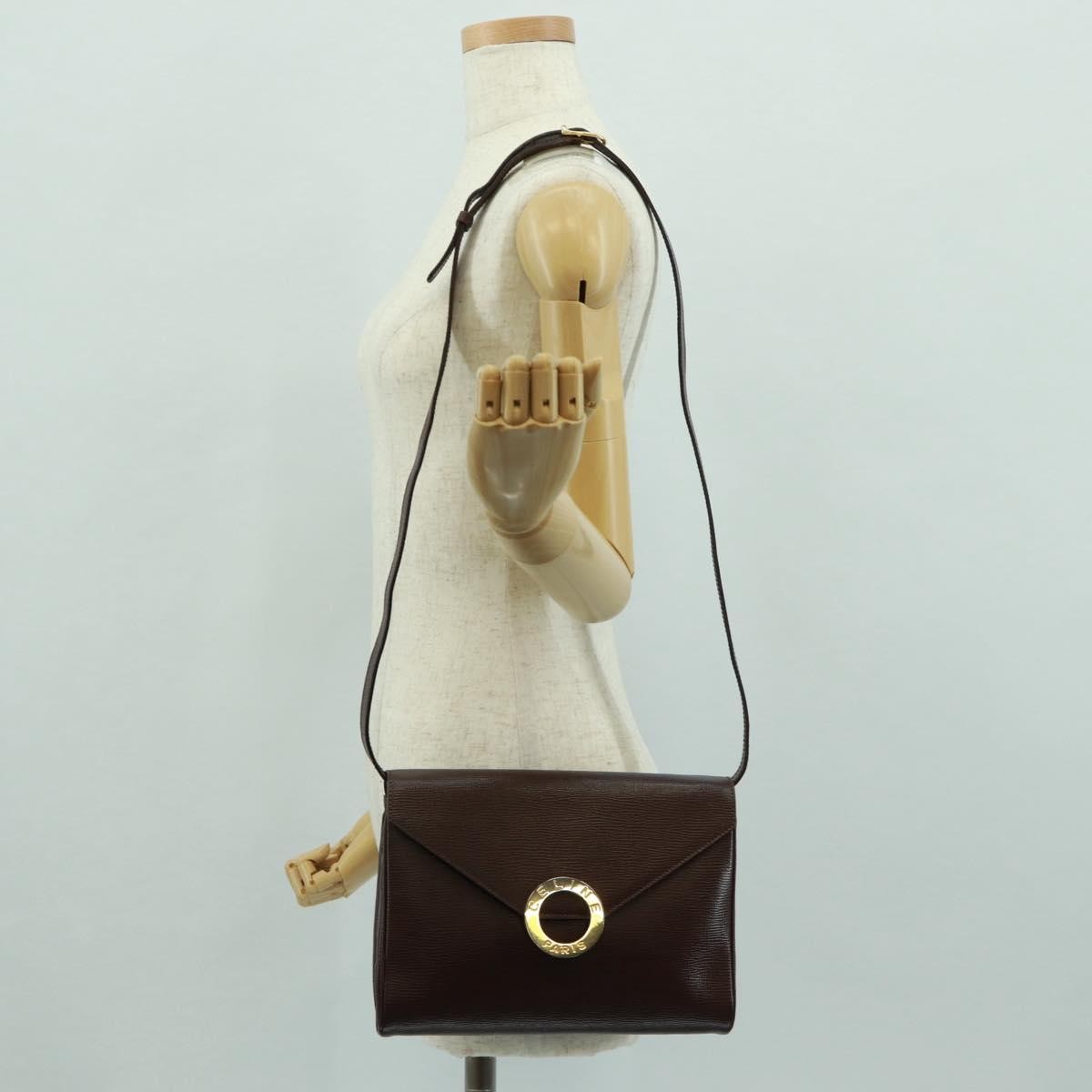 Celine Circle Logo Shoulder Bag Leather Brown Leather Shoulder Bag Bag