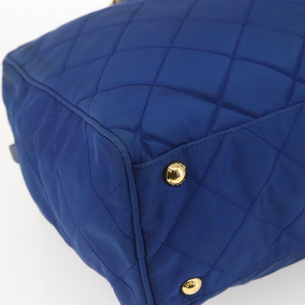 Prada Chain Shoulder Bag Quilted Tessuto Blue Nylon Shoulder Bag Bag