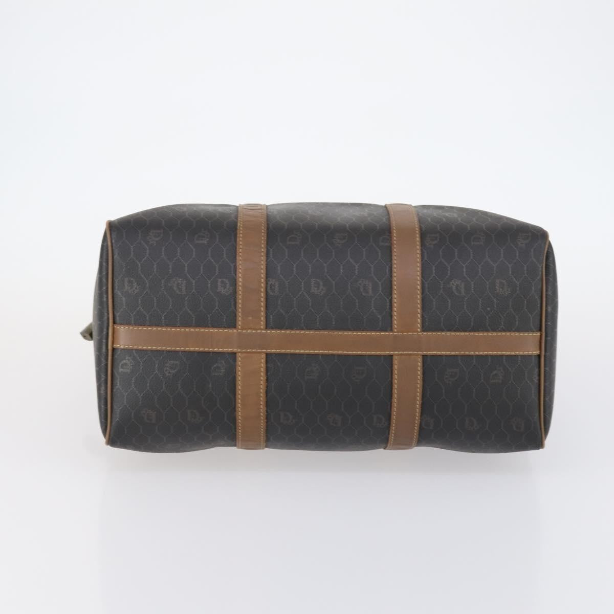 Christian Dior Vintage Honeycomb Boston Bag Canvas And Leather Black Canvas Travel Bag Bag (Pre-Owned)