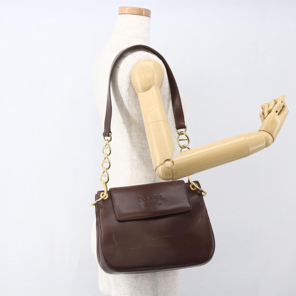 Prada Vintage Shoulder Bag Leather Brown Leather Shoulder Bag Bag