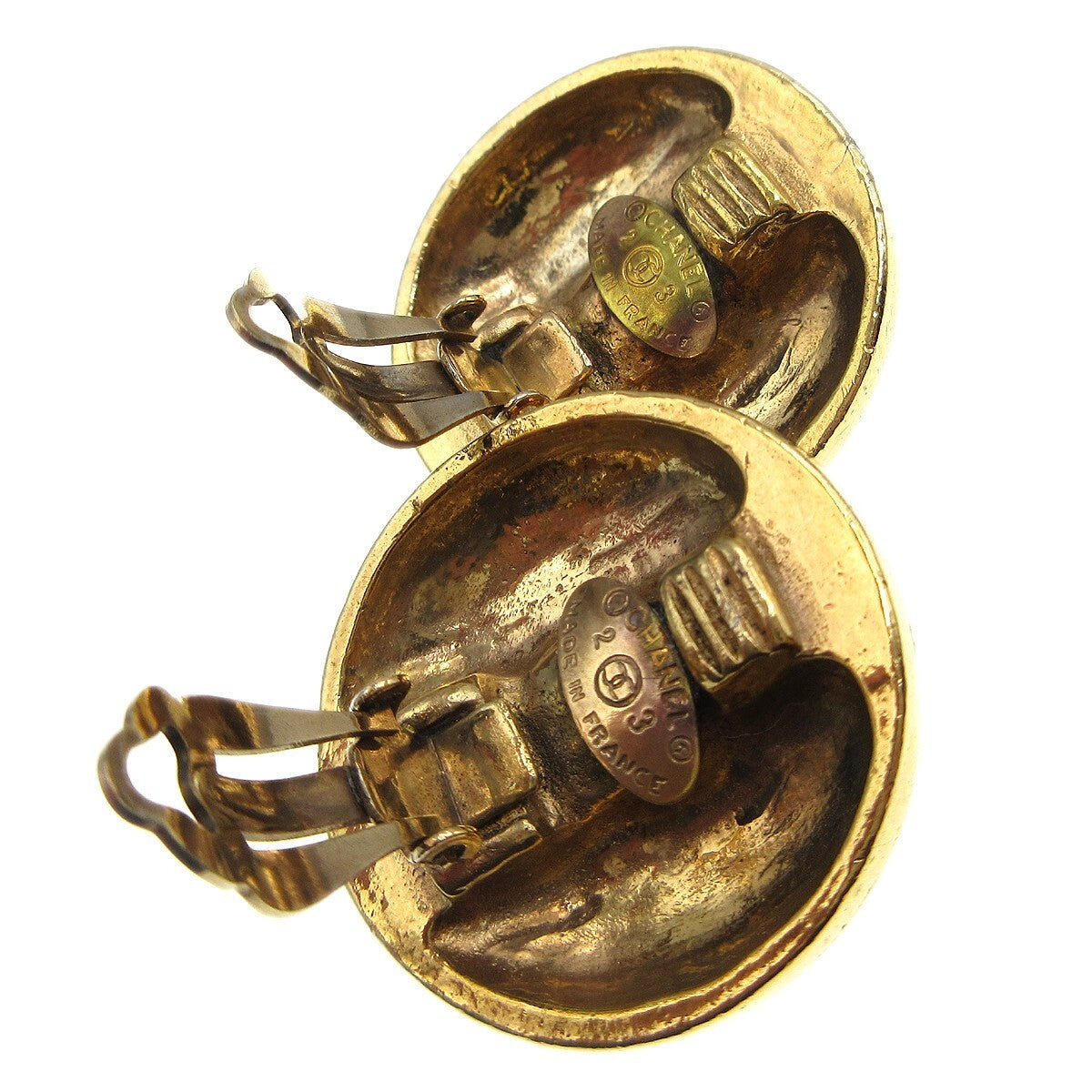 Chanel Cc Round Earrings Metal And Crystal Gold Gold_Plated Earrings Jewelry