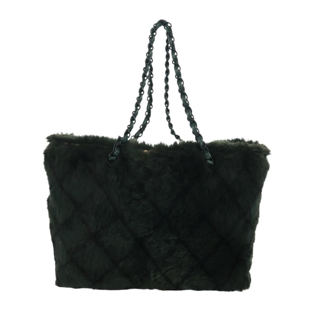 Chanel Chain Tote Lapin Fur Green Fur Tote Bag Bag