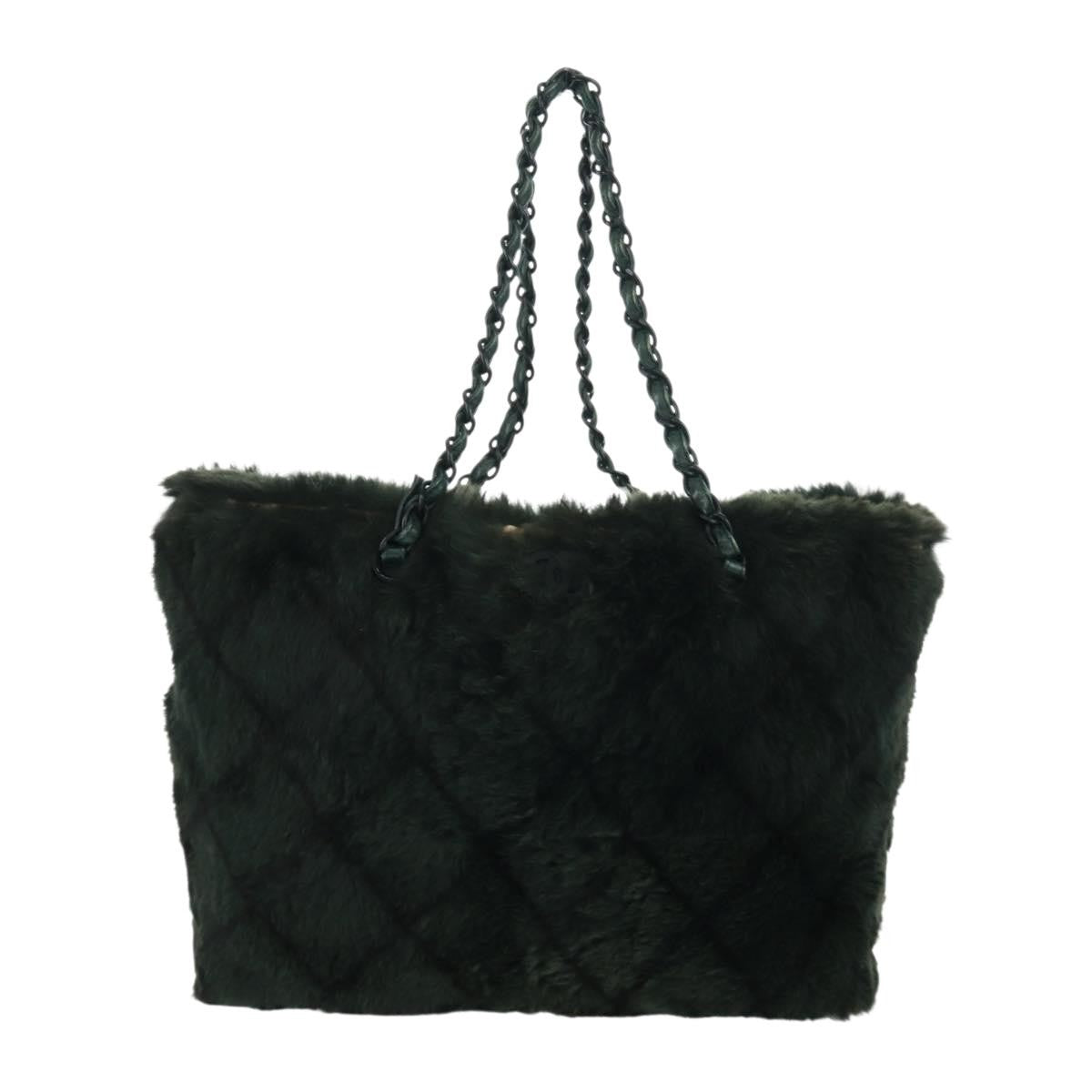 Chanel Chain Tote Lapin Fur Green Fur Tote Bag Bag