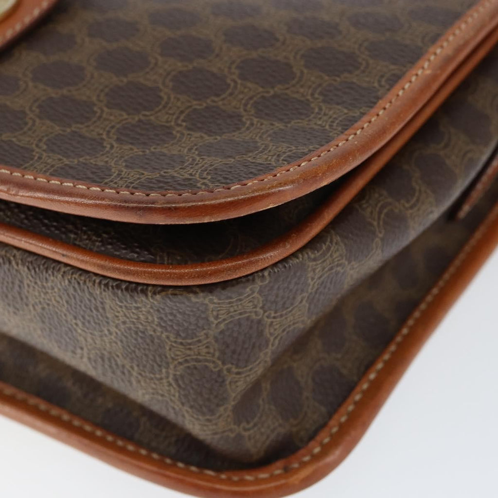 Celine Vintage Macadam Shoulder Bag Canvas And Leather Brown Canvas Shoulder Bag Bag