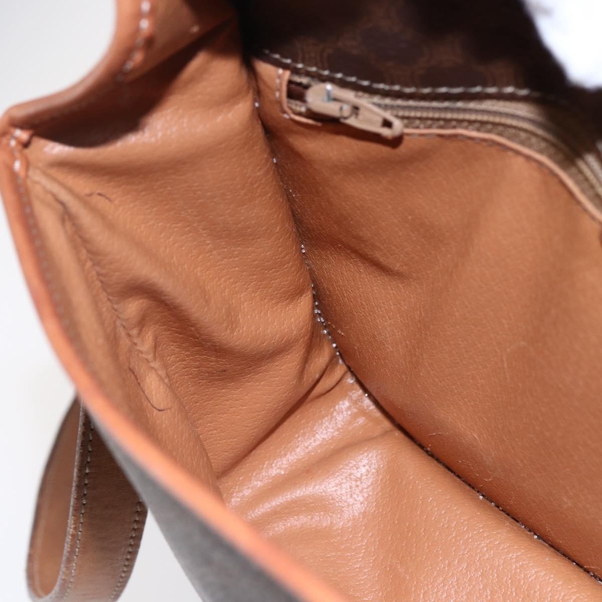 Celine Vintage Macadam Circle Logo Shoulder Bag Canvas And Leather Brown Canvas Shoulder Bag Bag